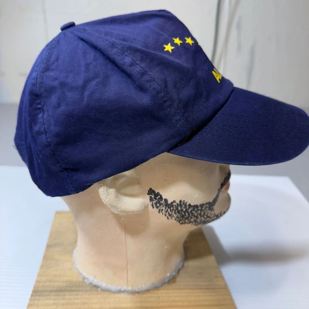 Vintage Alaska Flag Hat Cap 90s Snapback Embroidered Stars‎ Blue Souvenir